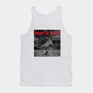 Sinners Be Damned Graphic Design (Red) Tank Top